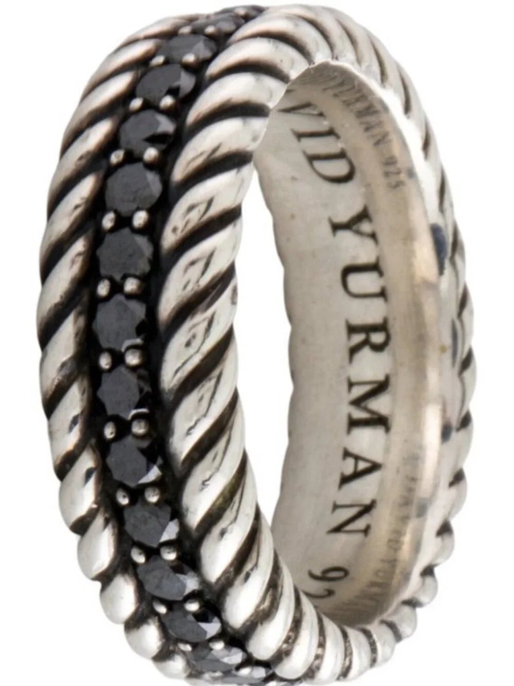 DAVID YURMAN STERLING SILVER 925 DIAMOND CABLE ETERNITY BAND RING